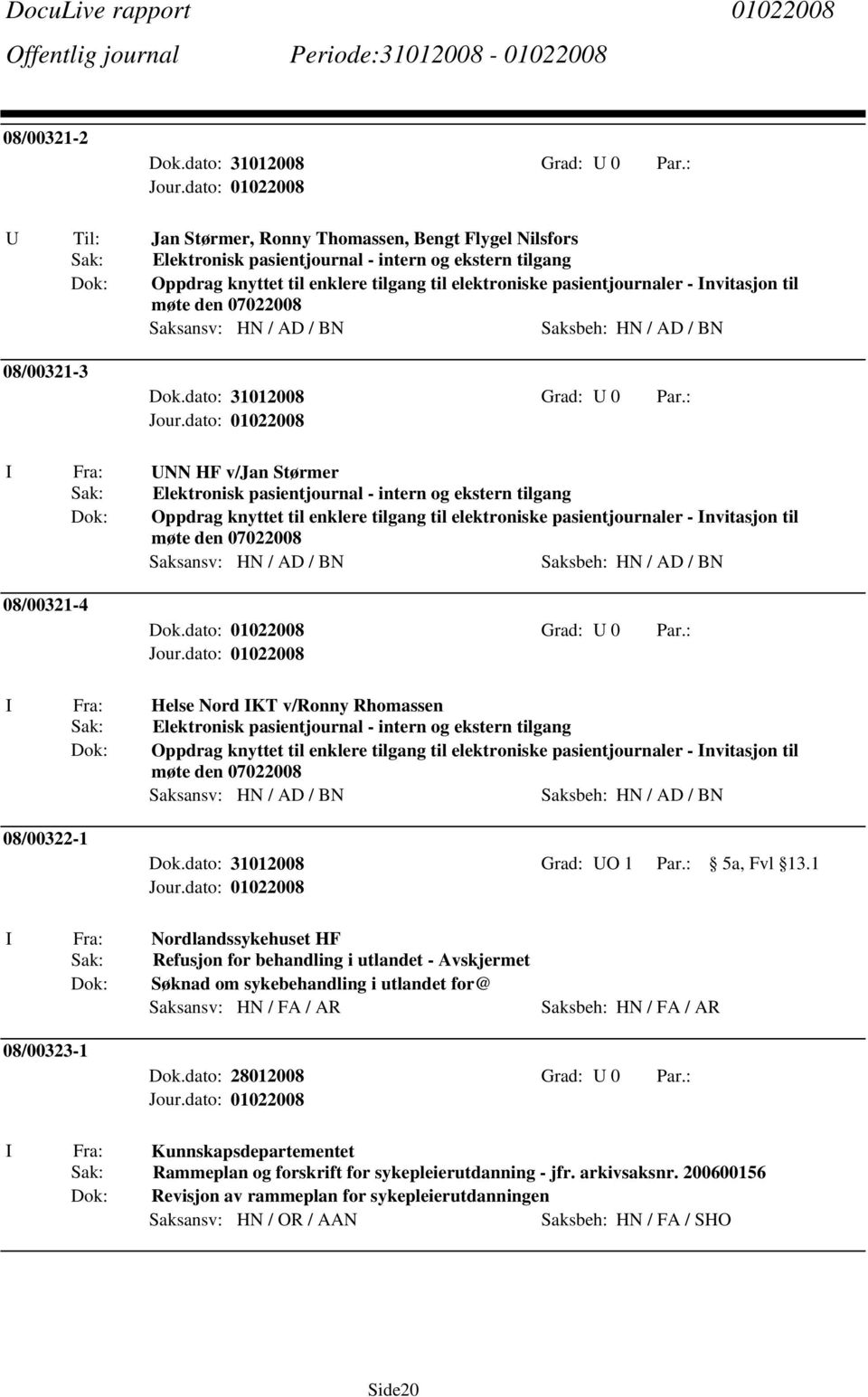 Invitasjon til møte den 07022008 Saksansv: HN / AD / BN Saksbeh: HN / AD / BN 08/00321-3 Dok.dato: 31012008 Grad: 0 Par.