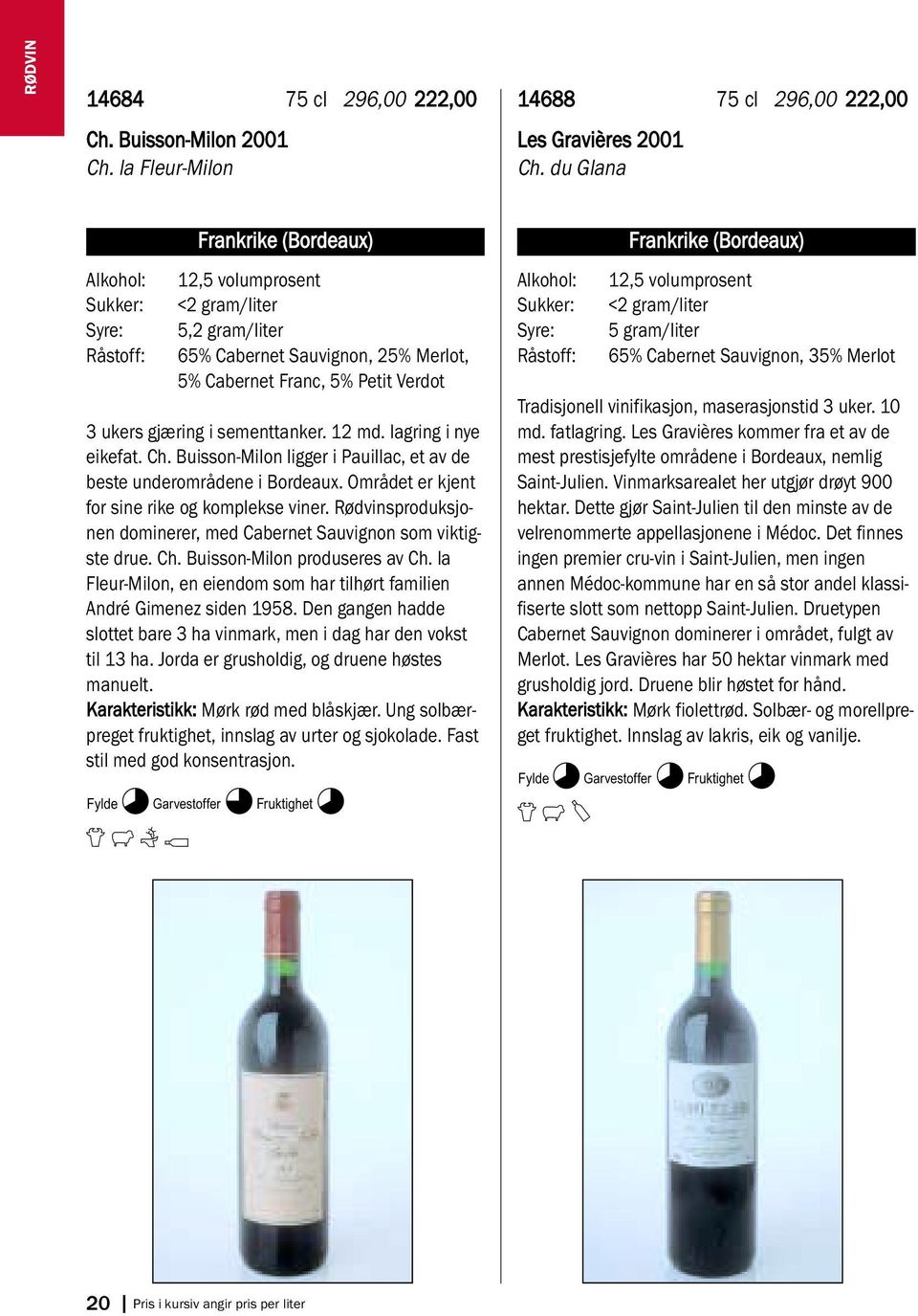 lagring i nye eikefat. Ch. Buisson-Milon ligger i Pauillac, et av de beste underområdene i Bordeaux. Området er kjent for sine rike og komplekse viner.