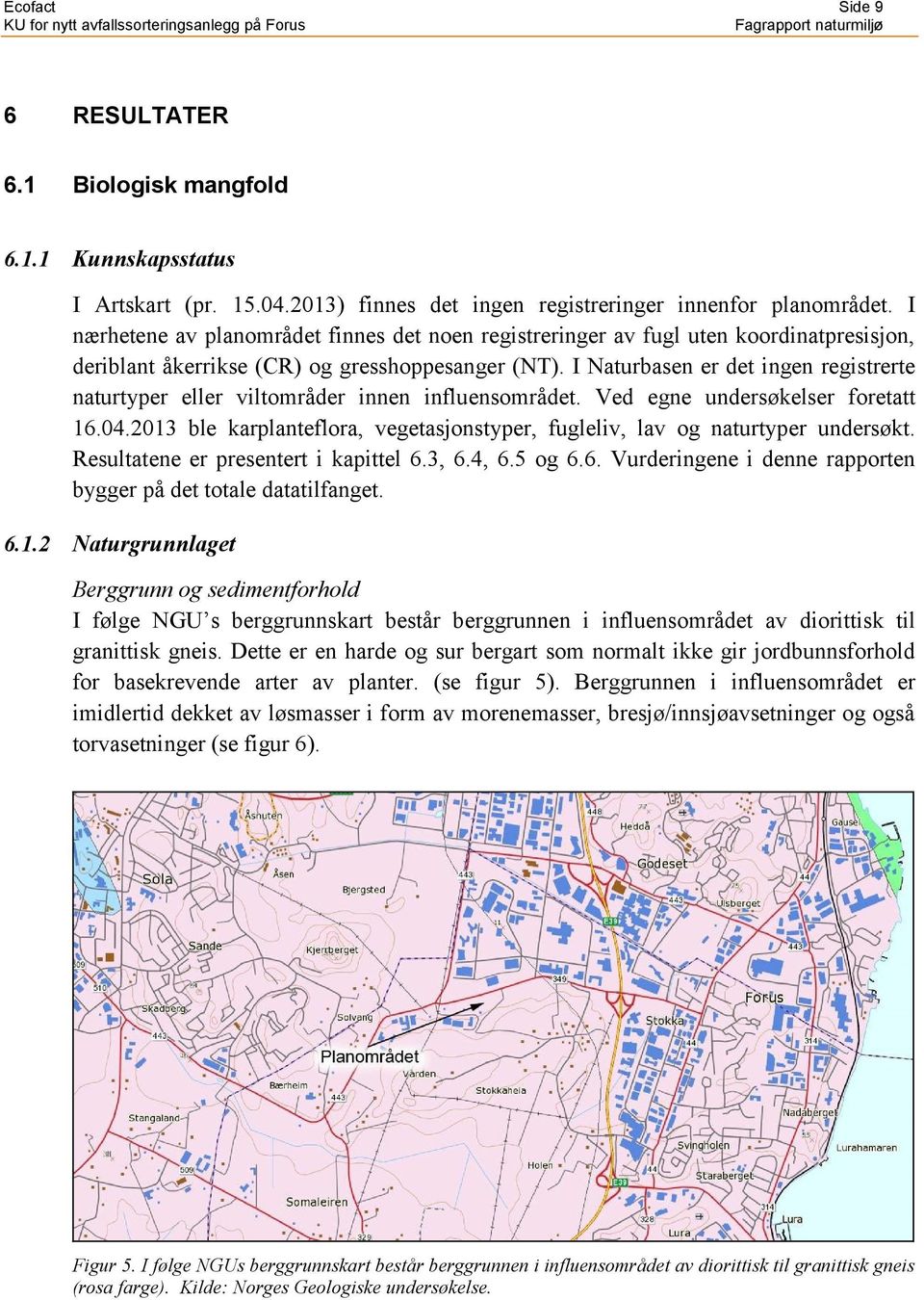 I Naturbasen er det ingen registrerte naturtyper eller viltområder innen influensområdet. Ved egne undersøkelser foretatt 16.04.