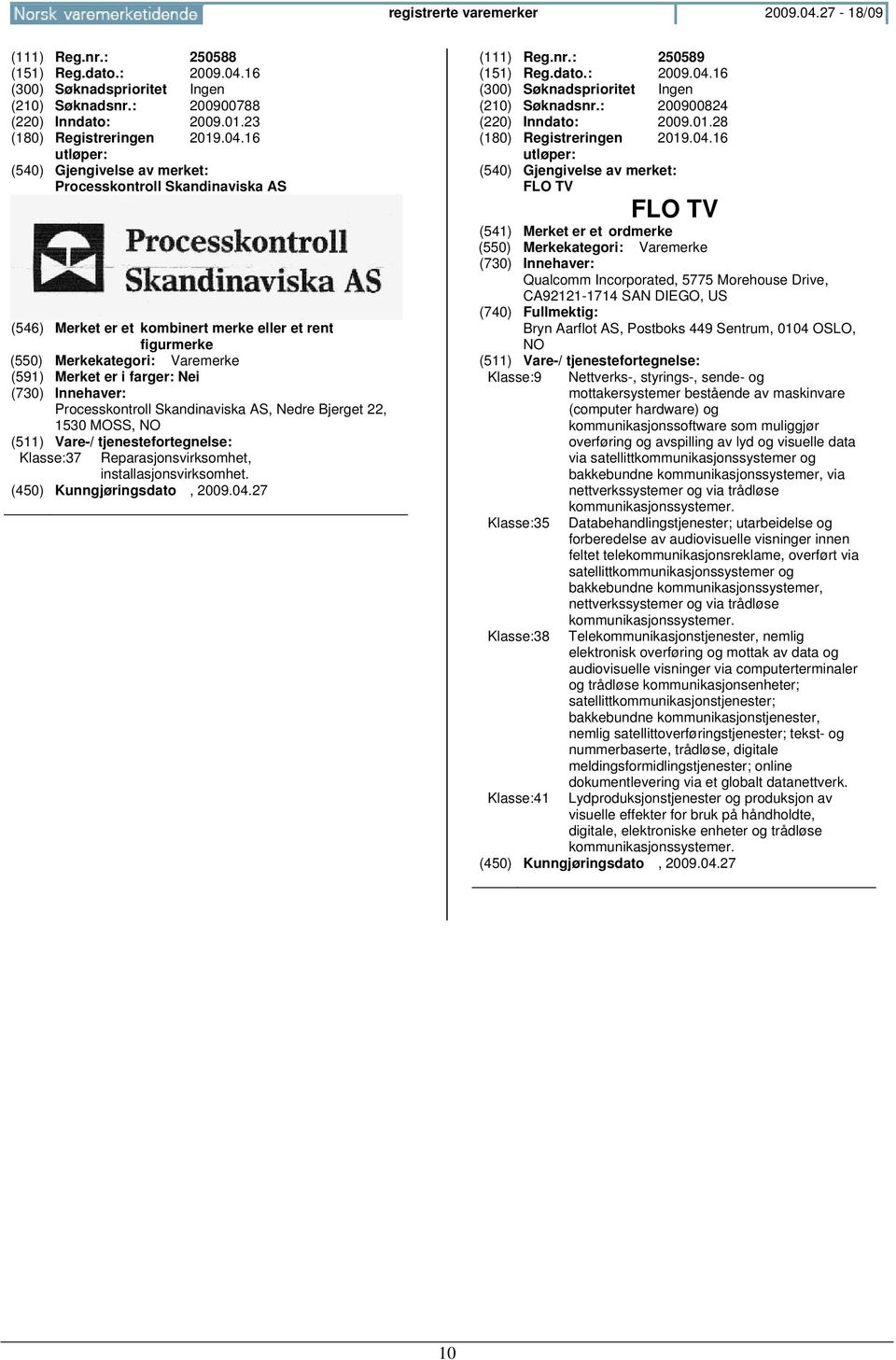 16 (210) Søknadsnr.: 200900788 (220) Inndato: 2009.01.23 (180) Registreringen 2019.04.