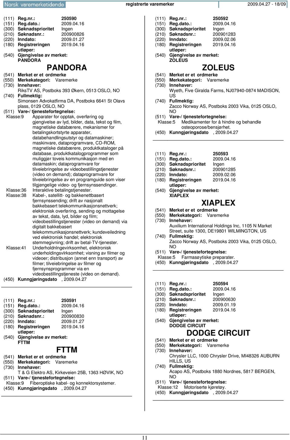 16 (210) Søknadsnr.: 200900826 (220) Inndato: 2009.01.27 (180) Registreringen 2019.04.