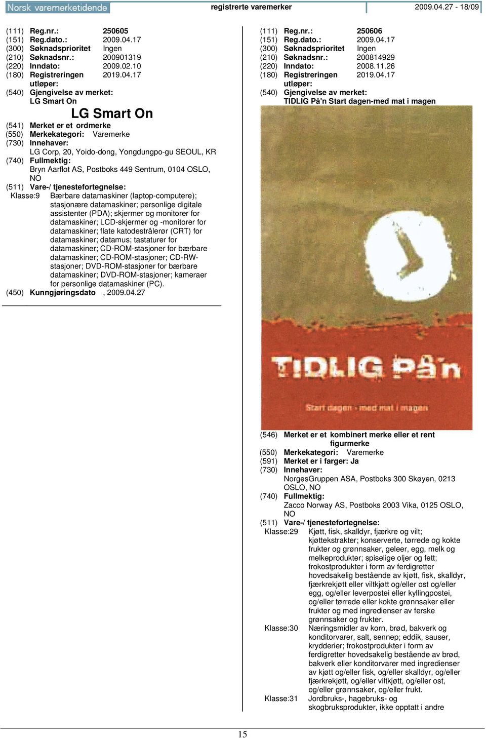 17 (210) Søknadsnr.: 200901319 (220) Inndato: 2009.02.10 (180) Registreringen 2019.04.