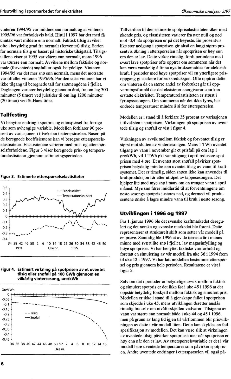 Serien for normale tilsig er basert på historiske tilsigstall. Tilsigstallene viser at 1995 var våtere enn normalt, mens 1996 var tørrere enn normalt.