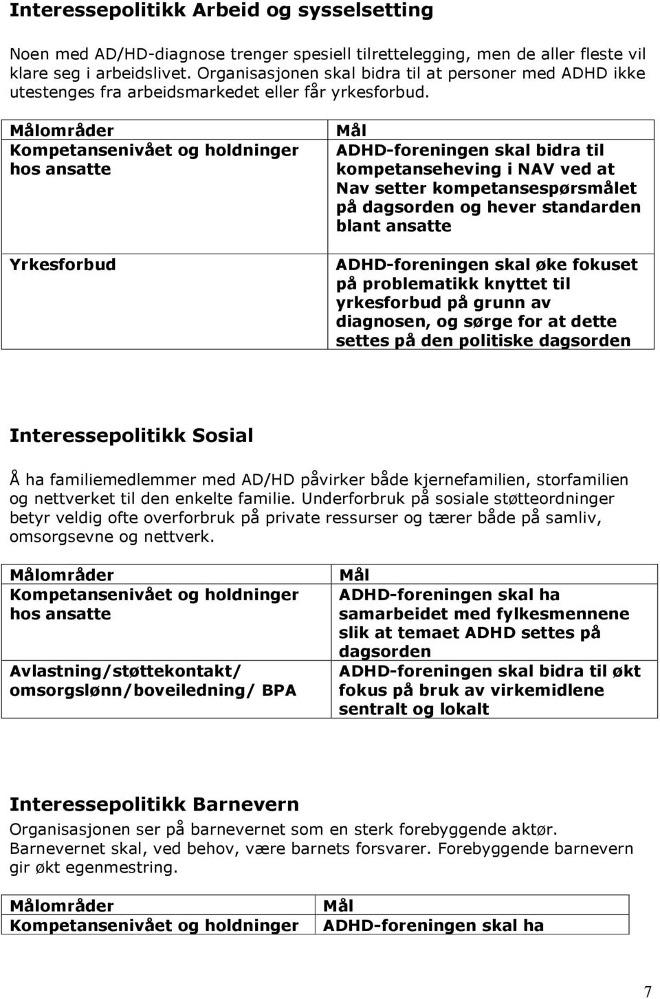 hos ansatte Yrkesforbud kompetanseheving i NAV ved at Nav setter kompetansespørsmålet på dagsorden og hever standarden blant ansatte ADHD-foreningen skal øke fokuset på problematikk knyttet til