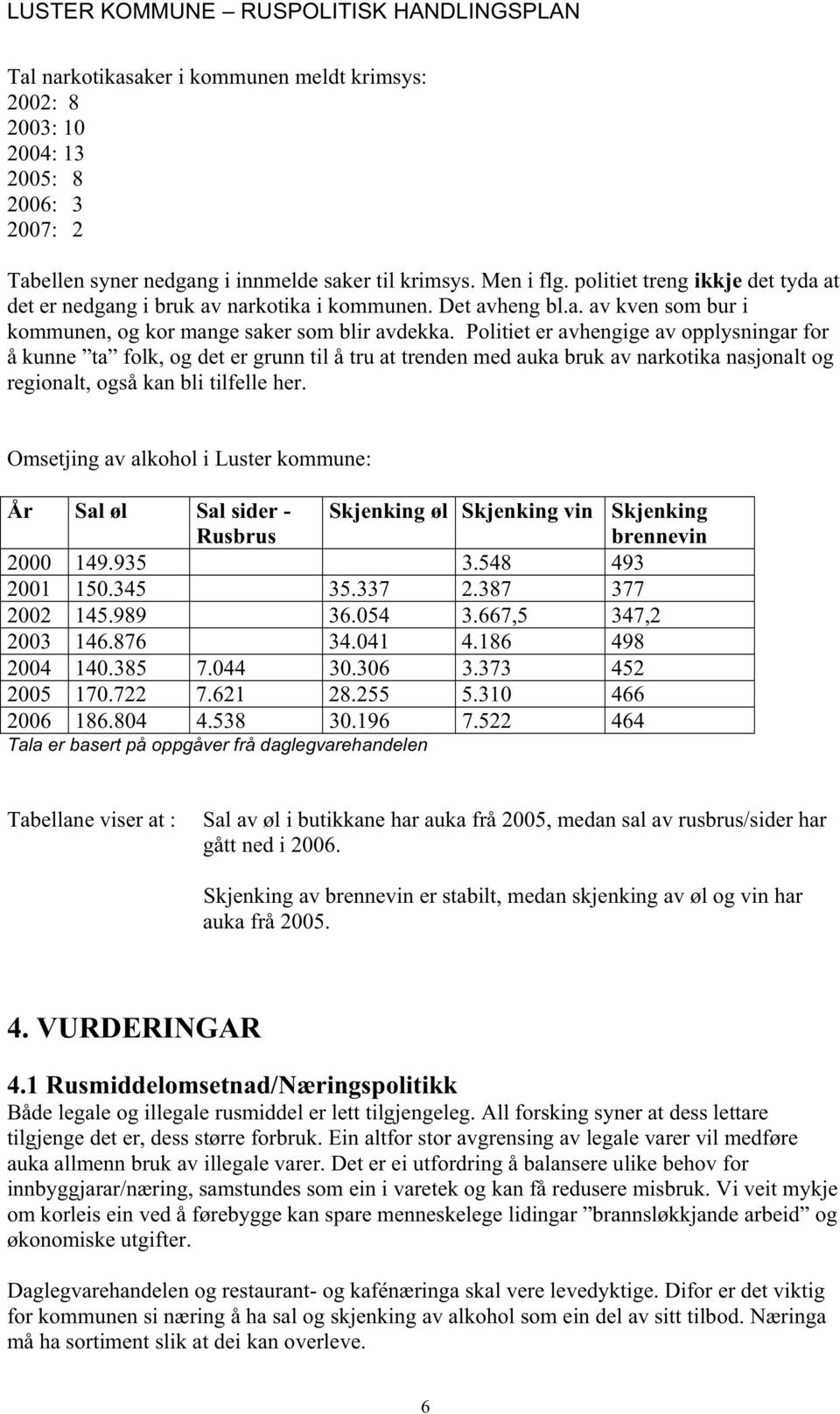 Politiet er avhengige av opplysningar for å kunne ta folk, og det er grunn til å tru at trenden med auka bruk av narkotika nasjonalt og regionalt, også kan bli tilfelle her.