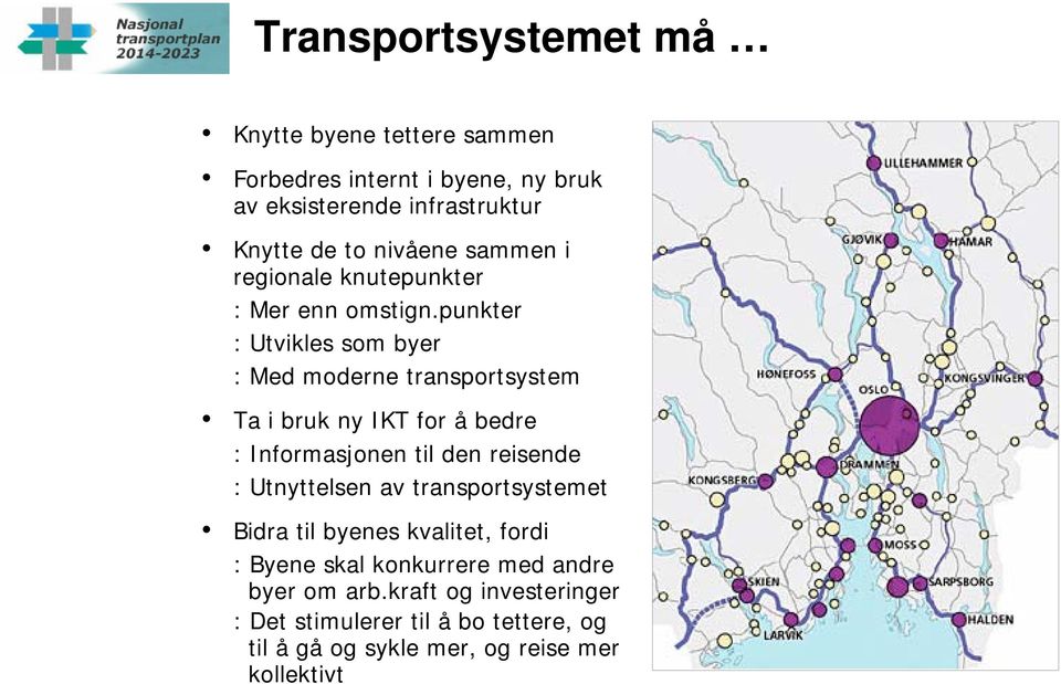 punkter : Utvikles som byer : Med moderne transportsystem Ta i bruk ny IKT for å bedre : Informasjonen til den reisende :