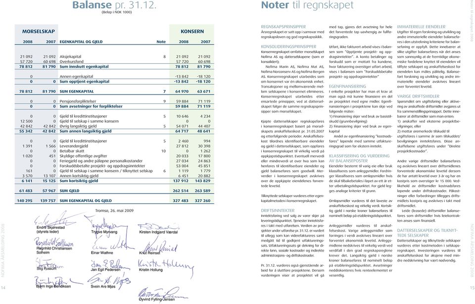 812 81 790 0 Annen egenkapital -13 842-18 120 0 0 Sum opptjent egenkapital -13 842-18 120 78 812 81 790 SUM EGENKAPITAL 7 64 970 63 671 0 0 Pensjonsforpliktelser 9 59 884 71 119 0 0 Sum avsetninger