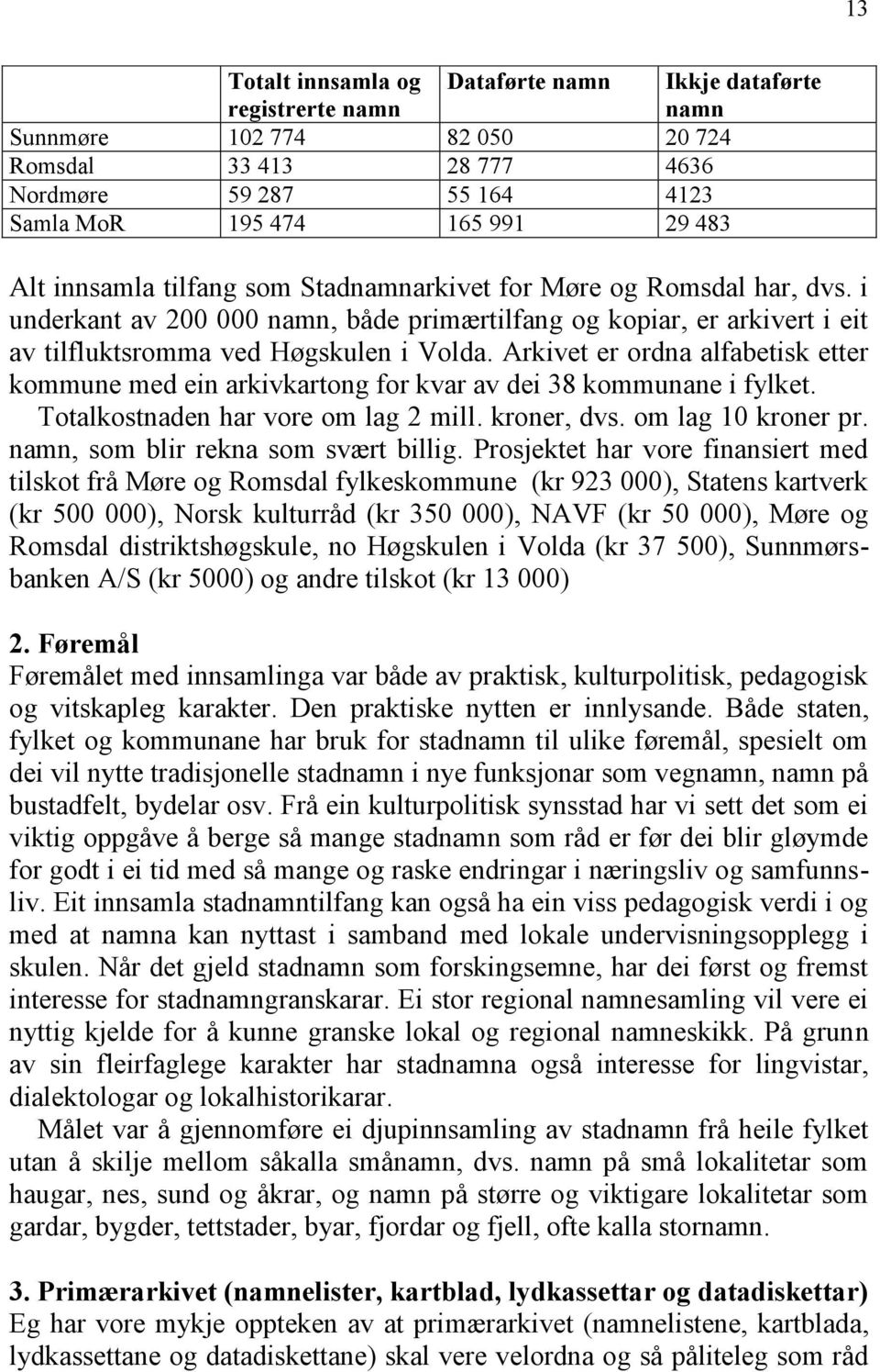 Arkivet er ordna alfabetisk etter kommune med ein arkivkartong for kvar av dei 38 kommunane i fylket. Totalkostnaden har vore om lag 2 mill. kroner, dvs. om lag 10 kroner pr.