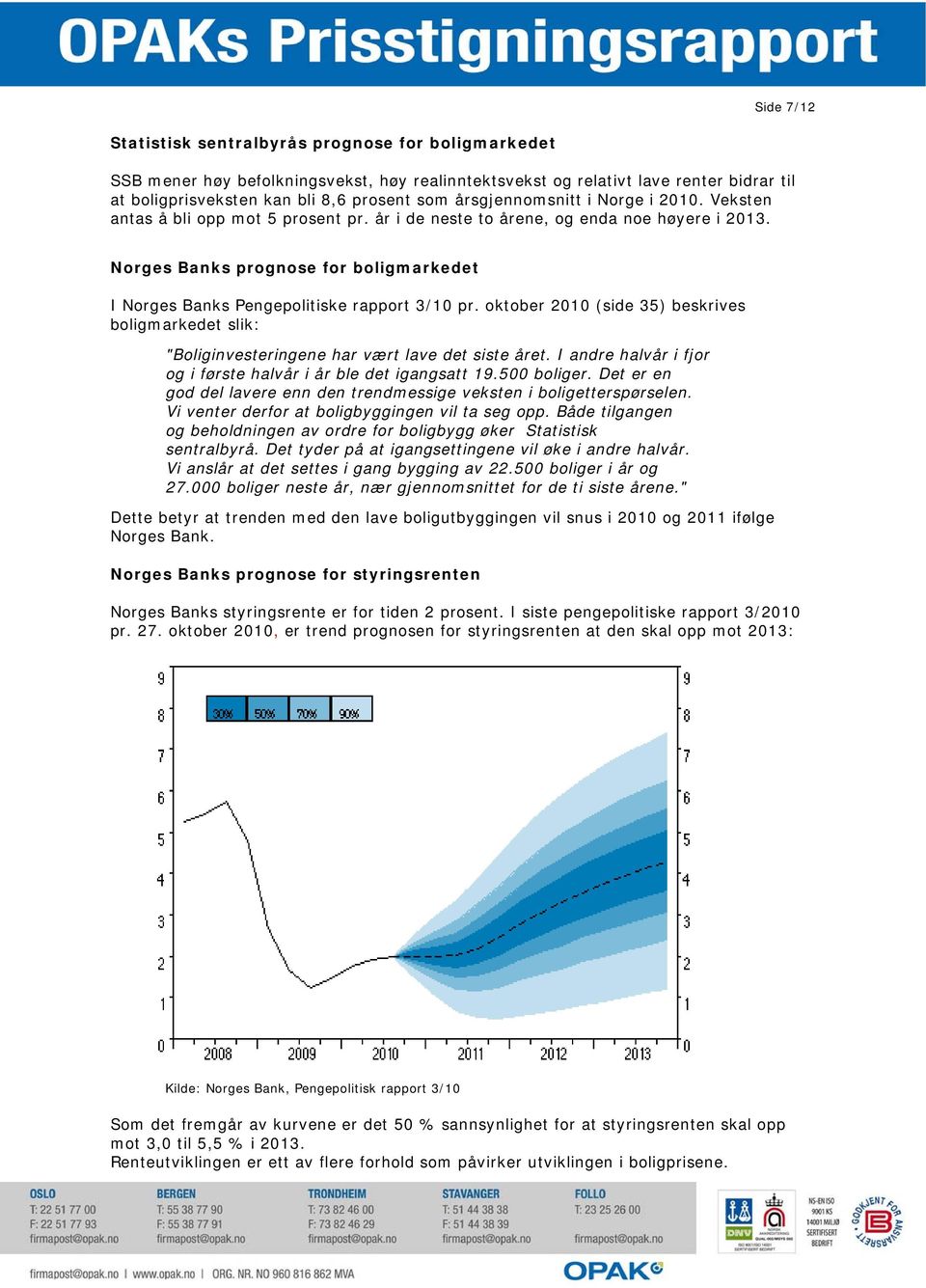 Norges Banks prognose for boligmarkedet I Norges Banks Pengepolitiske rapport 3/10 pr. oktober 2010 (side 35) beskrives boligmarkedet slik: "Boliginvesteringene har vært lave det siste året.