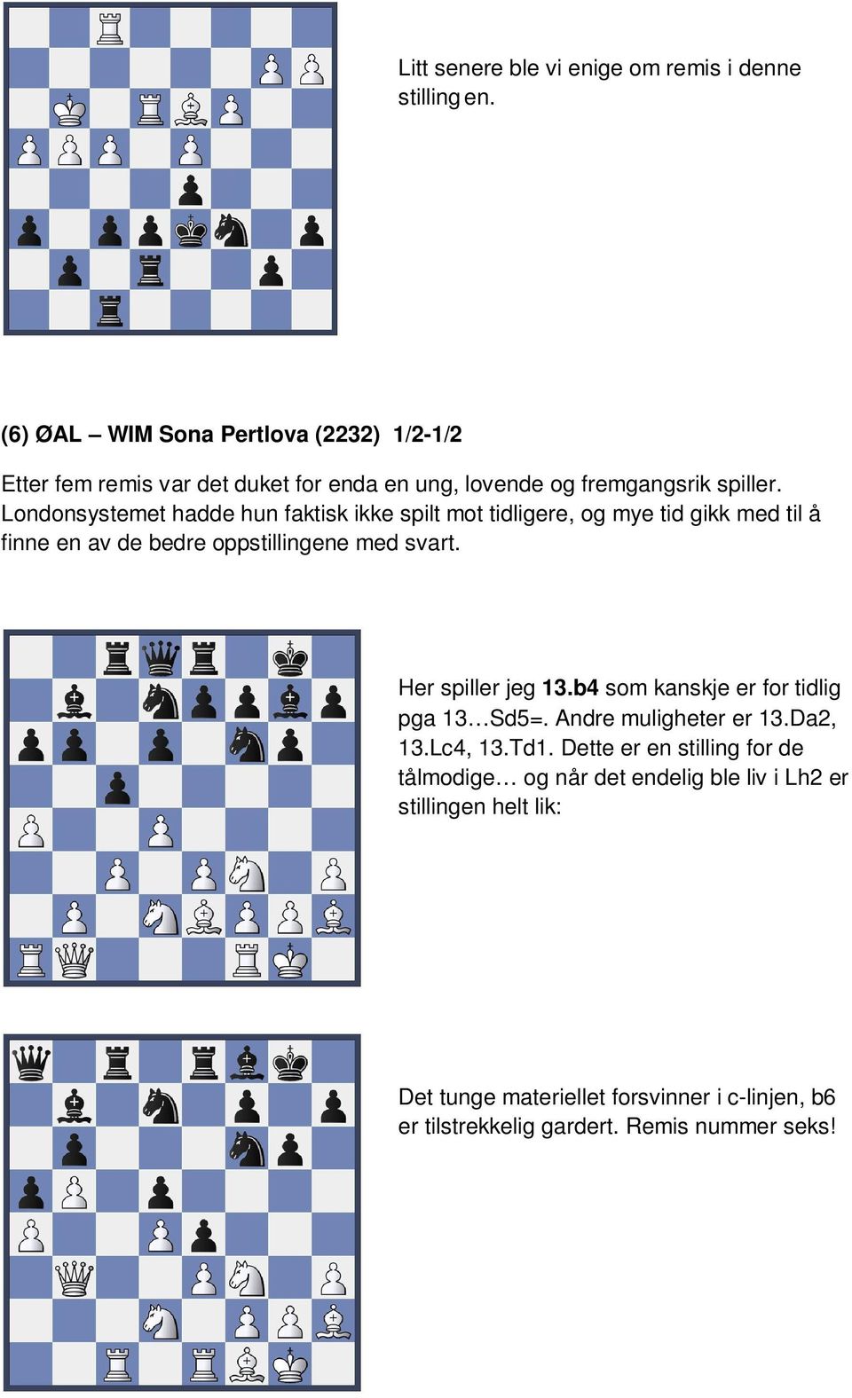 Londonsystemet hadde hun faktisk ikke spilt mot tidligere, og mye tid gikk med til å finne en av de bedre oppstillingene med svart.