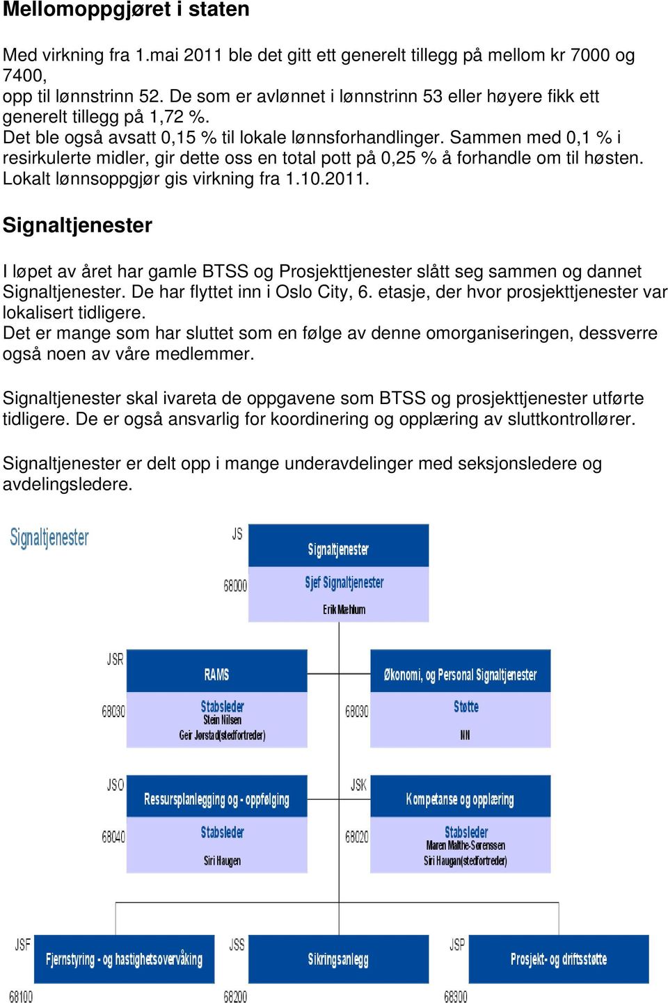 Sammen med 0,1 % i resirkulerte midler, gir dette oss en total pott på 0,25 % å forhandle om til høsten. Lokalt lønnsoppgjør gis virkning fra 1.10.2011.