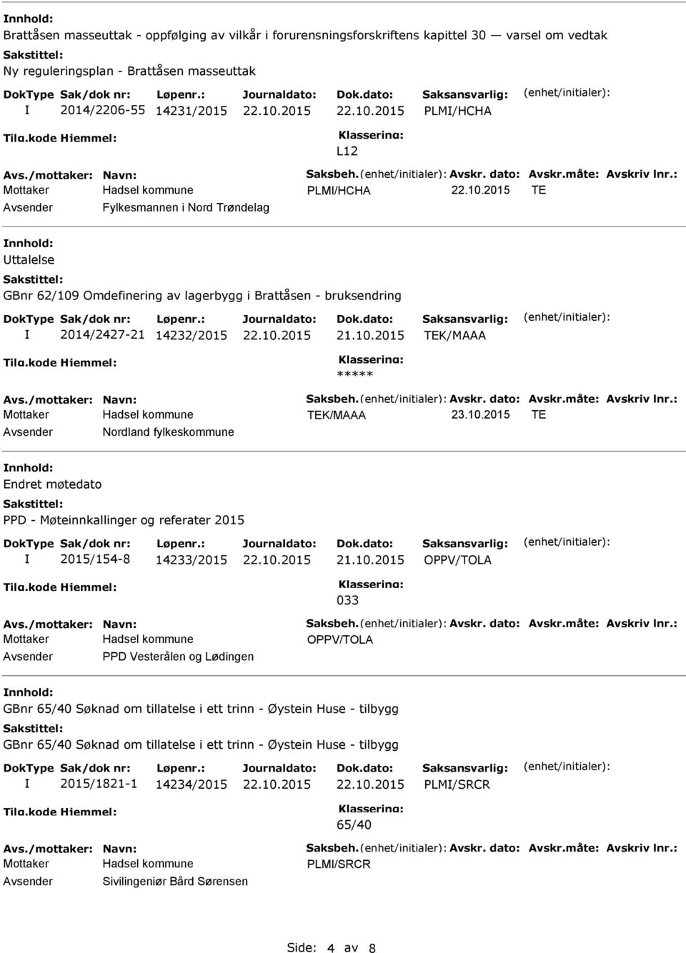 : LM/HCHA TE Avsender Fylkesmannen i Nord Trøndelag nnhold: Uttalelse GBnr 62/109