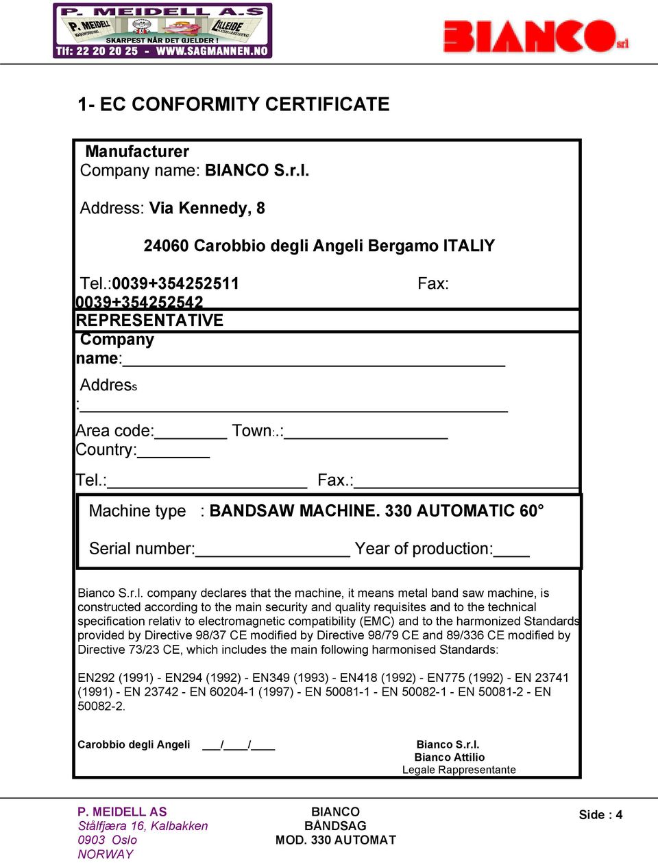 330 AUTOMATIC Fax 60 : Serial 