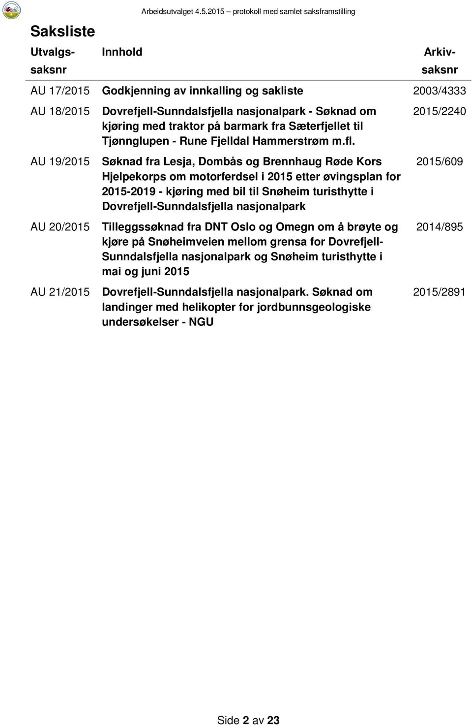 - Søknad om kjøring med traktor på barmark fra Sæterfjellet til Tjønnglupen - Rune Fjelldal Hammerstrøm m.fl.