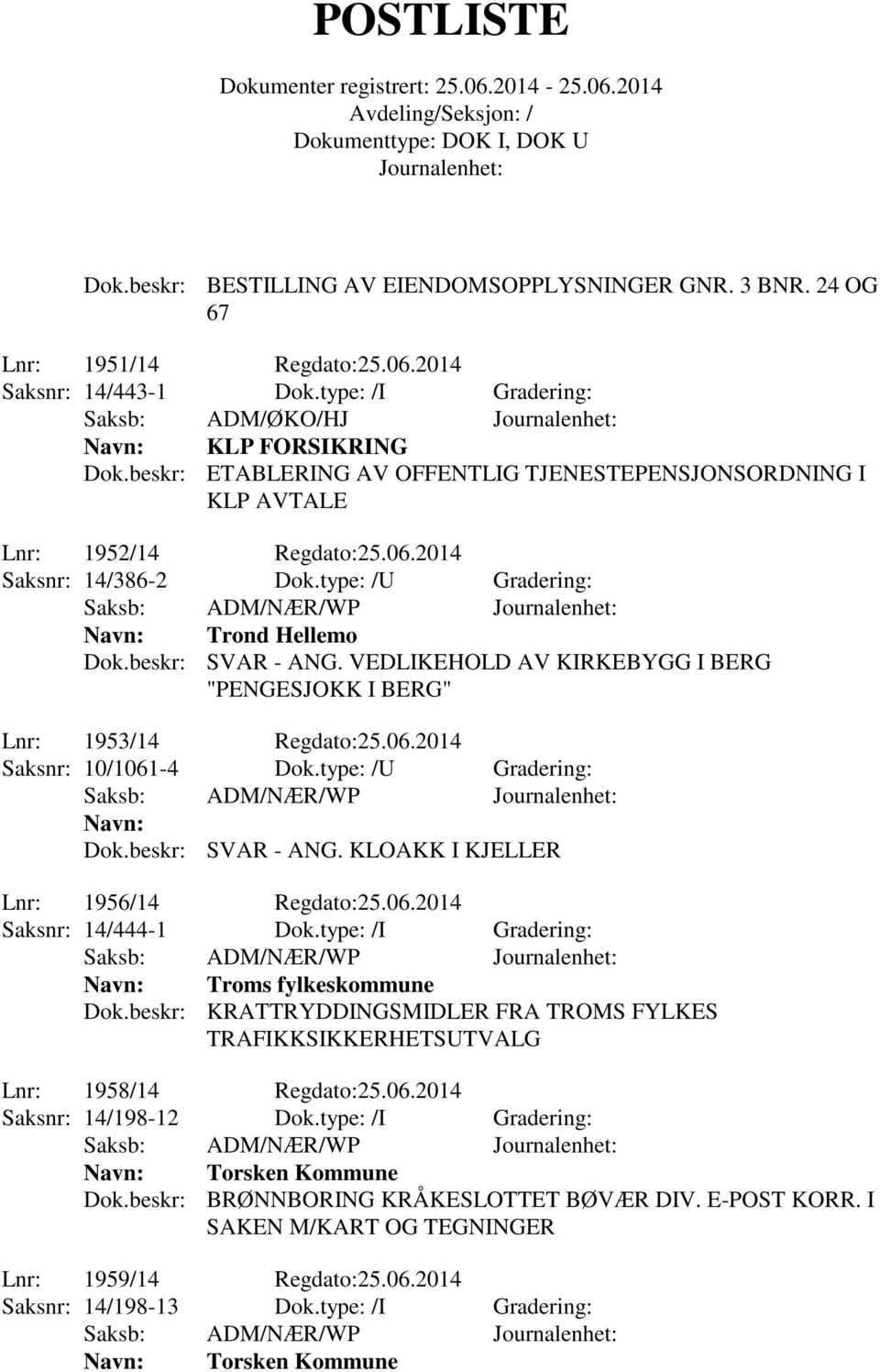 VEDLIKEHOLD AV KIRKEBYGG I BERG "PENGESJOKK I BERG" Lnr: 1953/14 Regdato:25.06.2014 Saksnr: 10/1061-4 Dok.type: /U Gradering: Dok.beskr: SVAR - ANG. KLOAKK I KJELLER Lnr: 1956/14 Regdato:25.06.2014 Saksnr: 14/444-1 Dok.