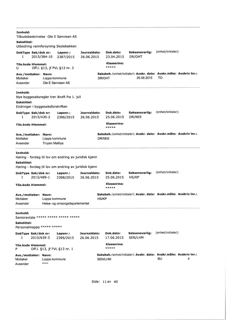 06.2015 DR/NEE Tuyen Mathys Saksbeh, (enhet/initiale) : Avsk. dato: Avsk'måte: Avskiv ln.