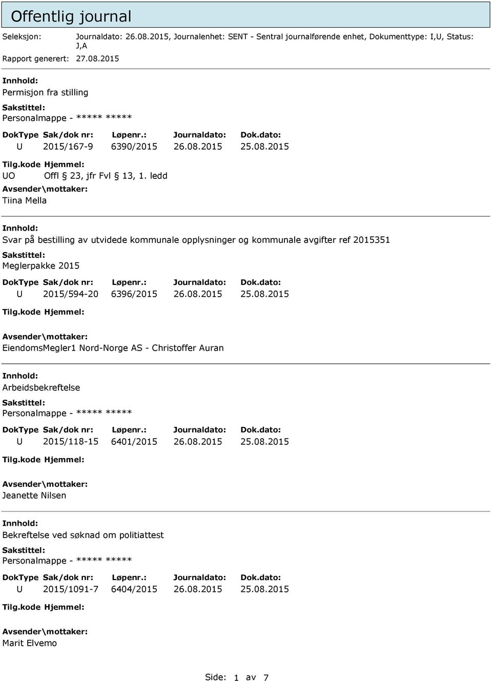 ledd Tiina Mella Svar på bestilling av utvidede kommunale opplysninger og kommunale avgifter ref 2015351 Meglerpakke 2015 2015/594-20