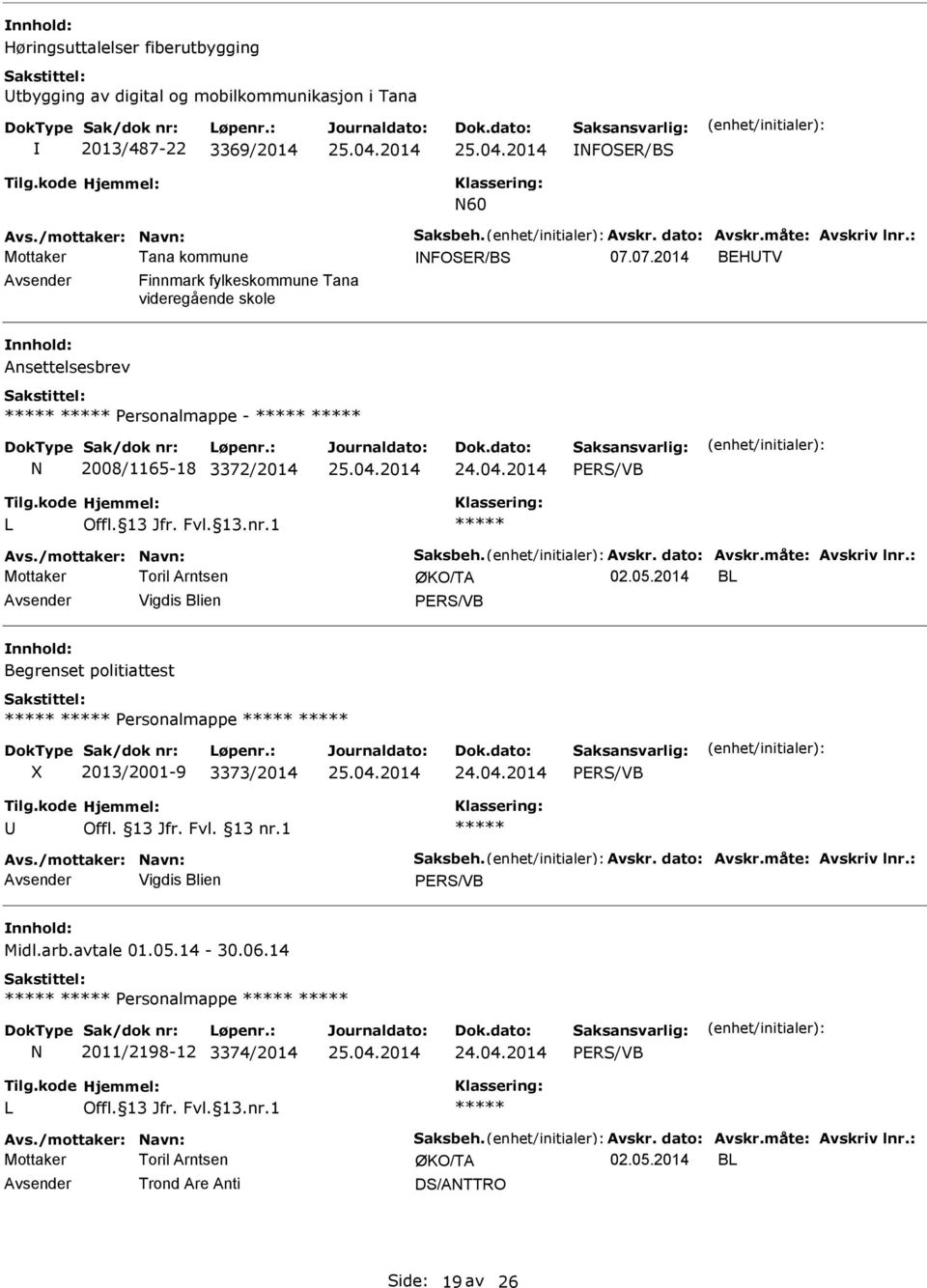 /mottaker: avn: Saksbeh. Avskr. dato: Avskr.måte: Avskriv lnr.: 02.05.2014 B Begrenset politiattest ersonalmappe 2013/2001-9 3373/2014 U Avs./mottaker: avn: Saksbeh. Avskr. dato: Avskr.måte: Avskriv lnr.: Midl.