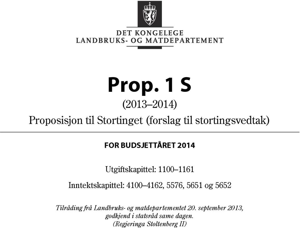 Inntektskapittel: 4100 4162, 5576, 5651 og 5652 Tilråding frå 20.