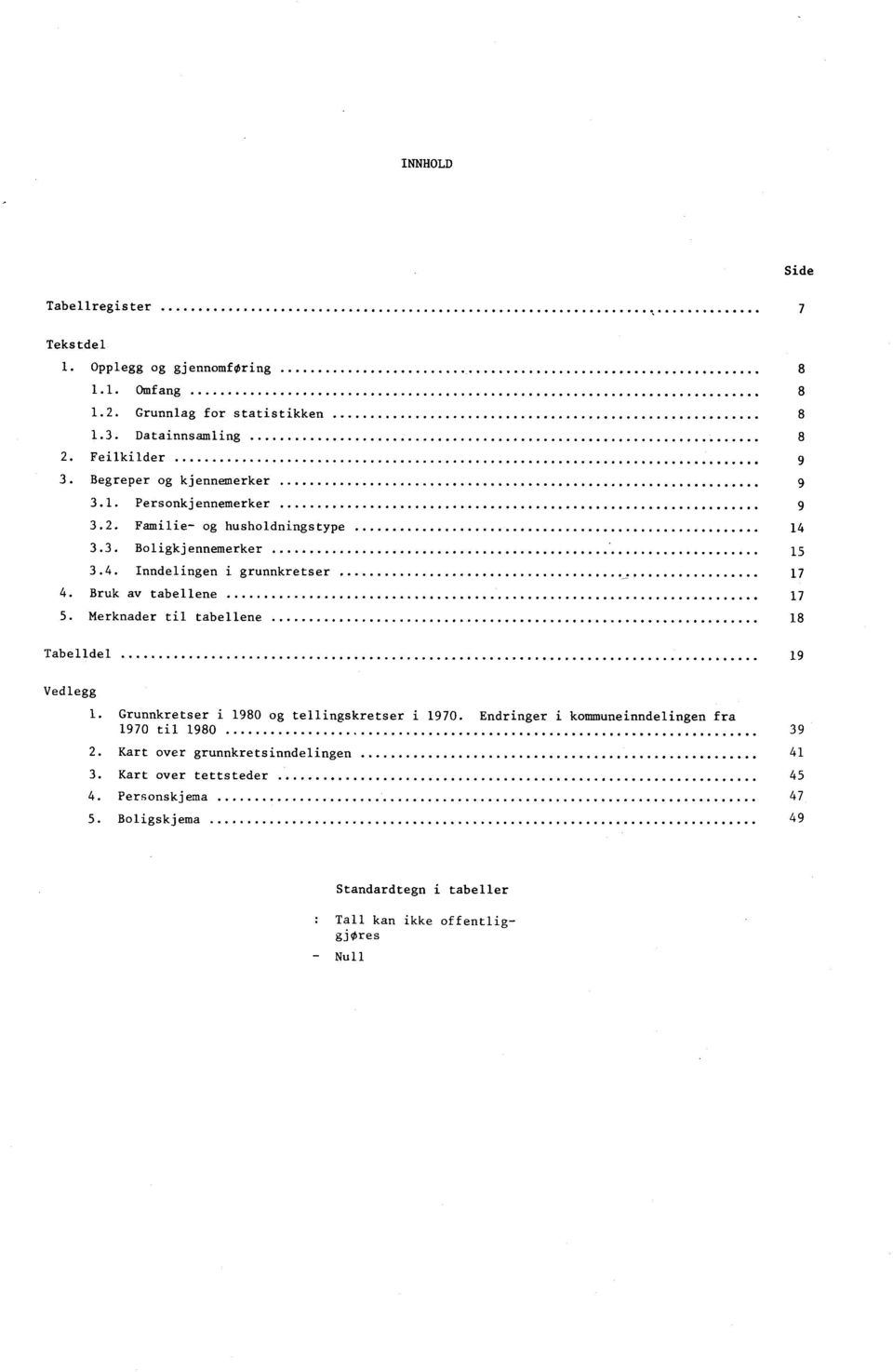 Bruk av tabellene 17 5. Merknader til tabellene 18 Tabelldel 19 Vedlegg 1. Grunnkretser i 1980 og tellingskretser i 1970.