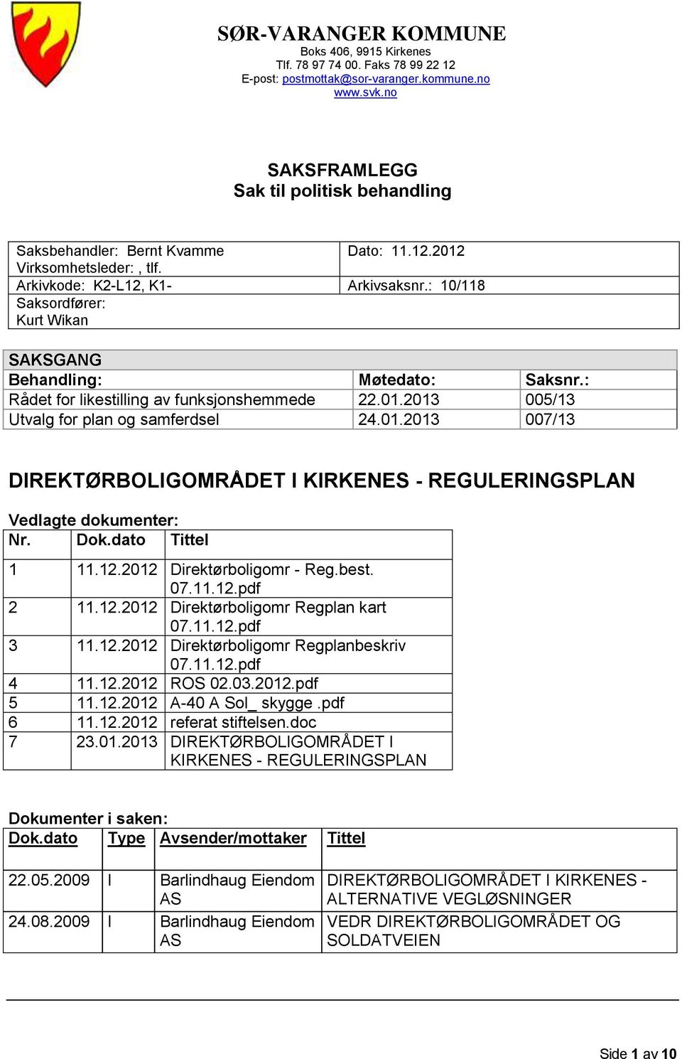 : 10/118 Saksordfører: Kurt Wikan SAKSGANG Behandling: Møtedato: Saksnr.: Rådet for likestilling av funksjonshemmede 22.01.