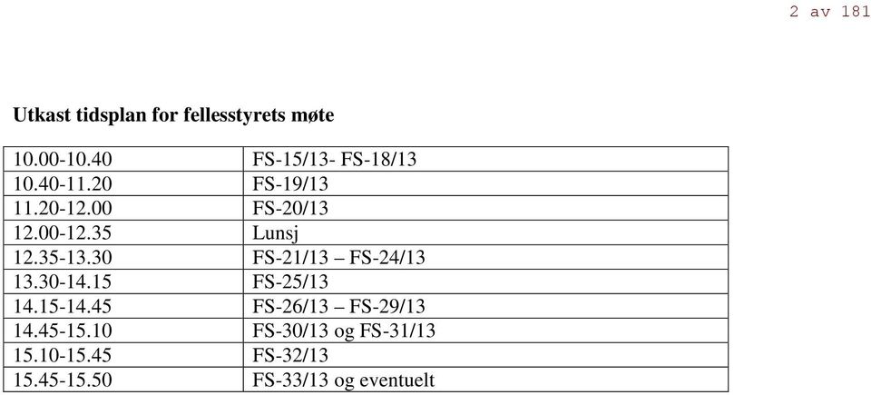 35 Lunsj 12.35-13.30 FS-21/13 FS-24/13 13.30-14.15 FS-25/13 14.15-14.