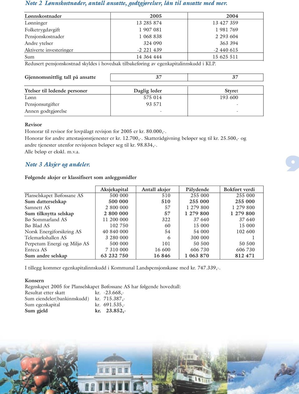 440 615 Sum 14 364 444 15 625 511 Redusert pensjonskostnad skyldes i hovedsak tilbakeføring av egenkapitalinnskudd i KLP.