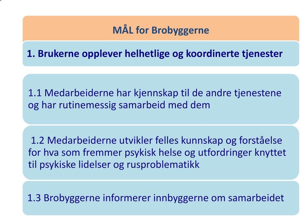 1 Medarbeiderne har kjennskap til de andre tjenestene og har rutinemessig samarbeid med dem 1.