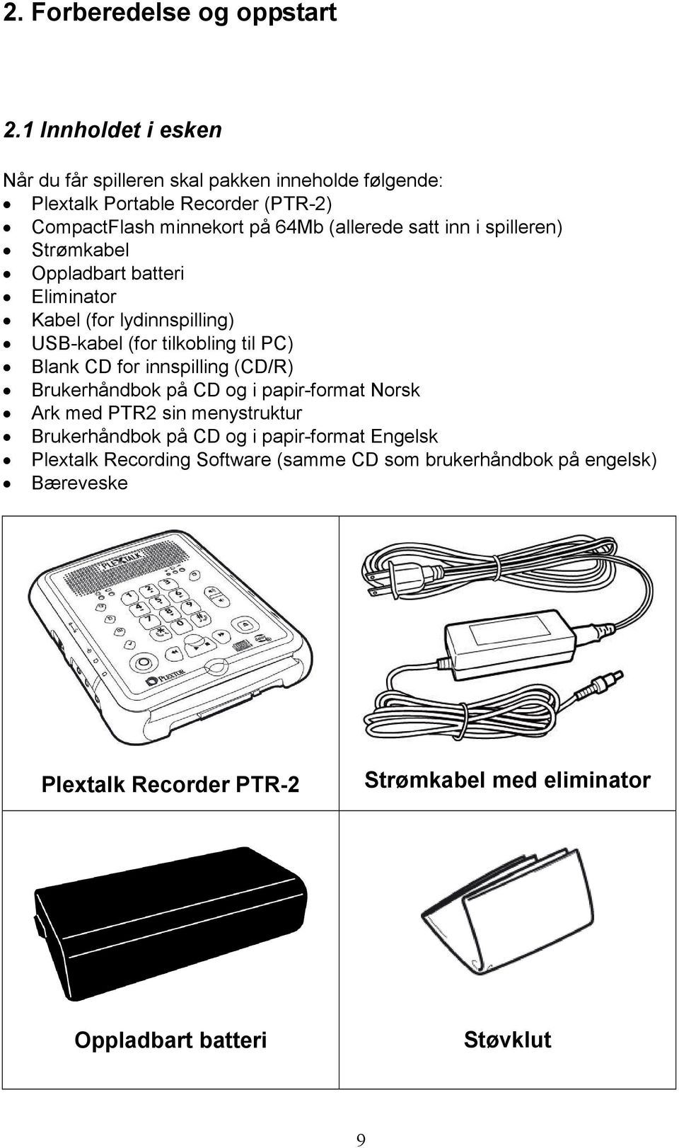 satt inn i spilleren) Strømkabel Oppladbart batteri Eliminator Kabel (for lydinnspilling) USB-kabel (for tilkobling til PC) Blank CD for innspilling
