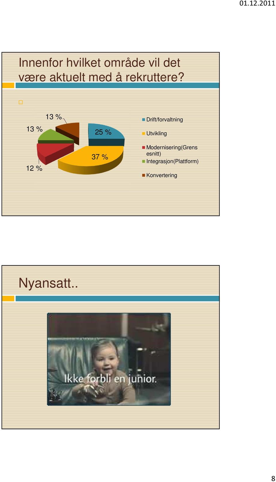 13 % 13 % Drift/forvaltning 25 % Utvikling 12 %