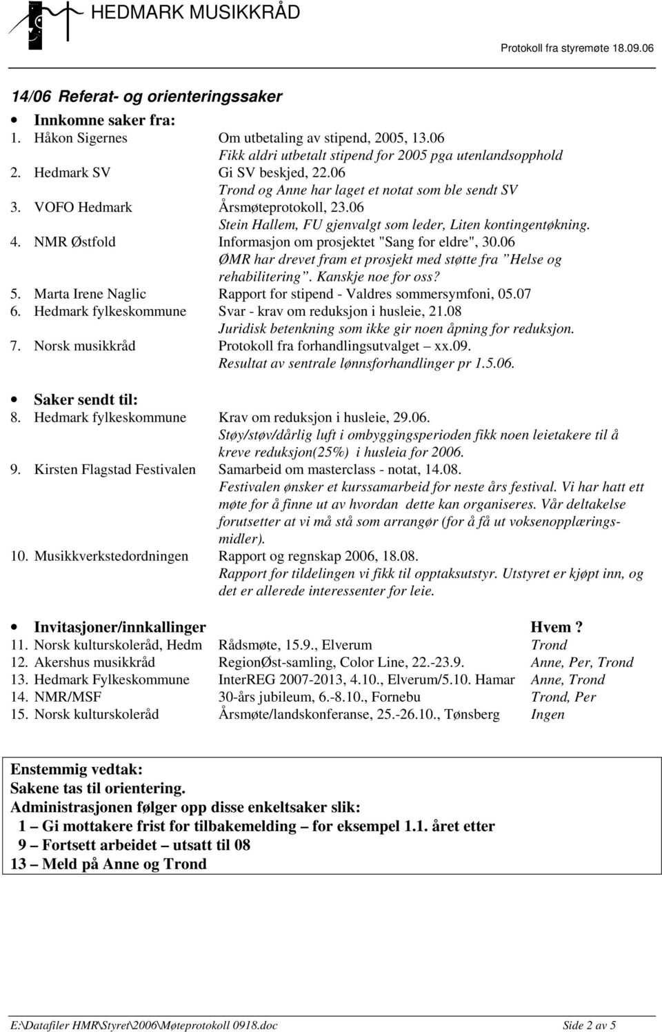 NMR Østfold Informasjon om prosjektet "Sang for eldre", 30.06 ØMR har drevet fram et prosjekt med støtte fra Helse og rehabilitering. Kanskje noe for oss? 5.