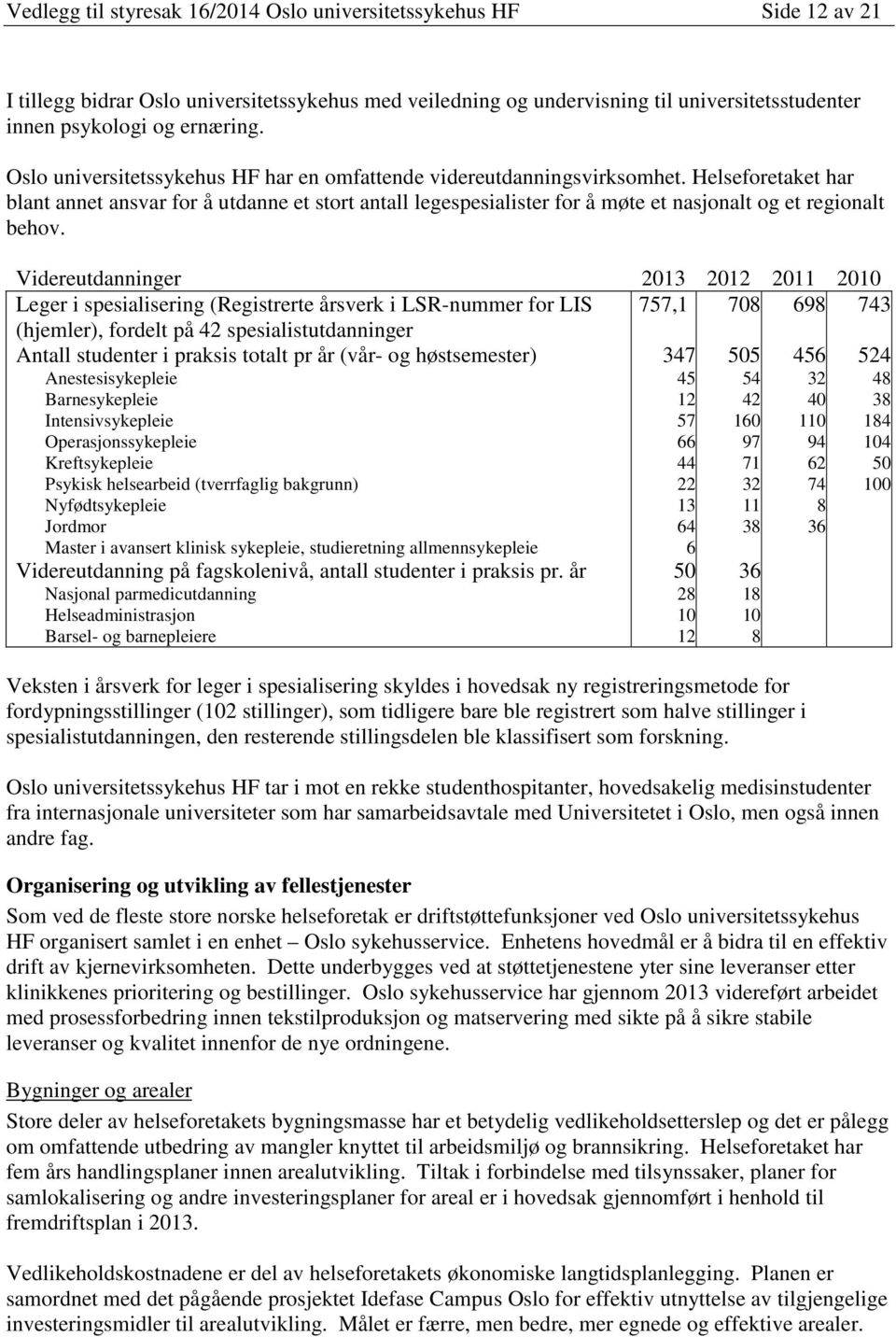 Helseforetaket har blant annet ansvar for å utdanne et stort antall legespesialister for å møte et nasjonalt og et regionalt behov.