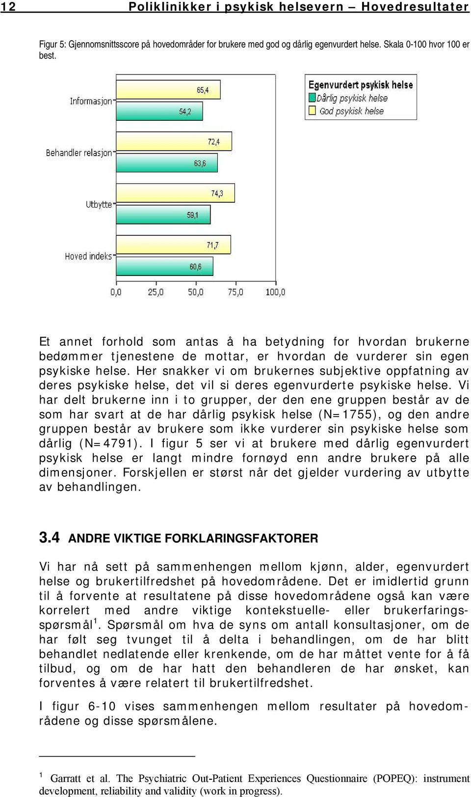 Her snakker vi om brukernes subjektive oppfatning av deres psykiske helse, det vil si deres egenvurderte psykiske helse.