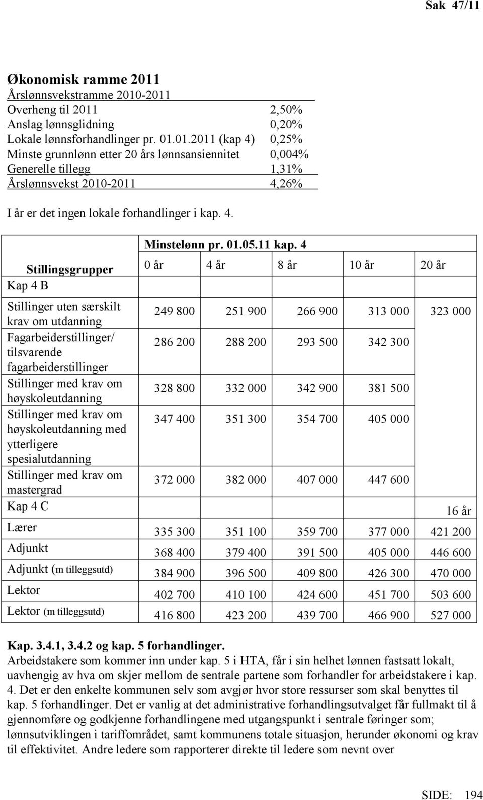 4. Stillingsgrupper Kap 4 B Stillinger uten særskilt krav om utdanning Fagarbeiderstillinger/ tilsvarende fagarbeiderstillinger Stillinger med krav om høyskoleutdanning Stillinger med krav om