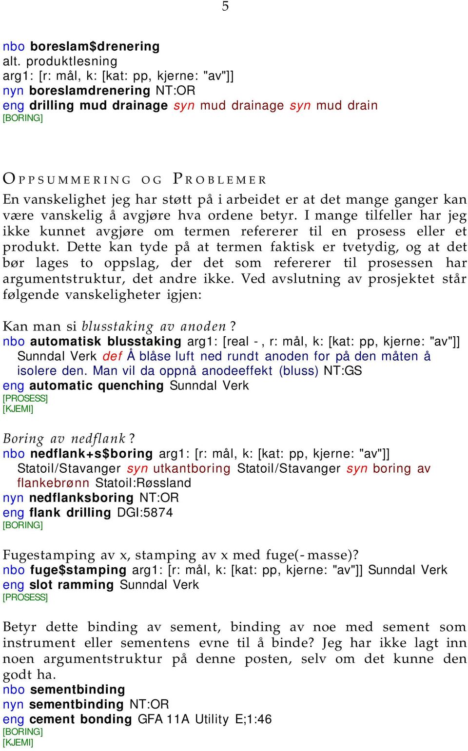 vanskelighet jeg har støtt på i arbeidet er at det mange ganger kan være vanskelig å avgjøre hva ordene betyr.