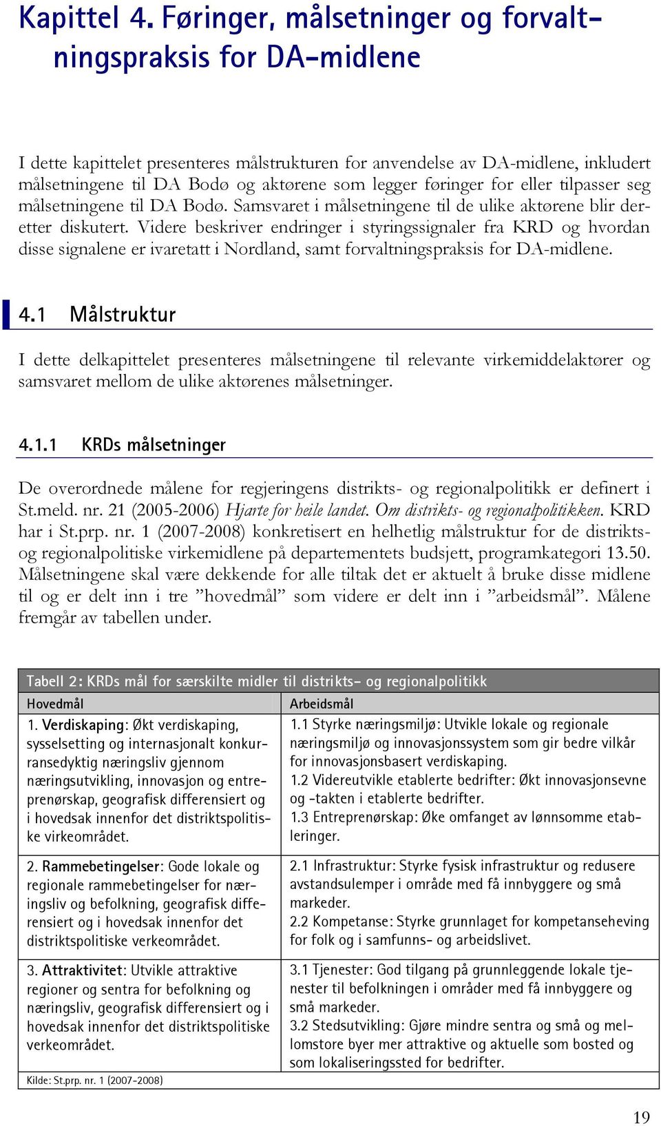 føringer for eller tilpasser seg målsetningene til DA Bodø. Samsvaret i målsetningene til de ulike aktørene blir deretter diskutert.