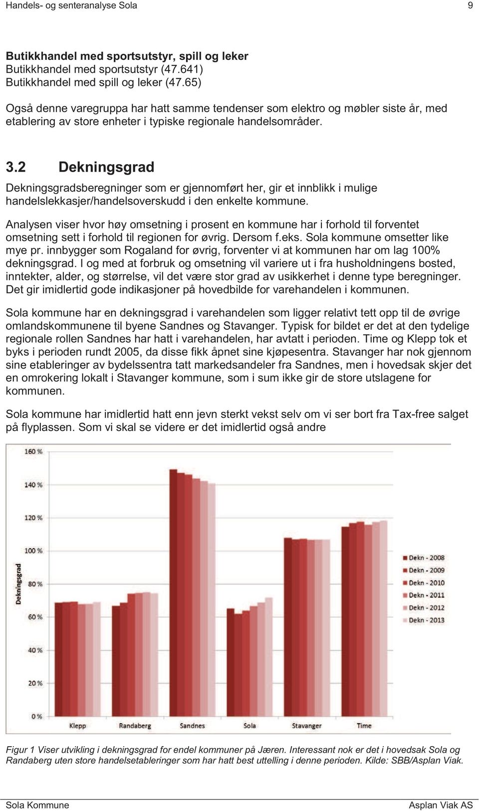 2 Dekningsgrad Dekningsgradsberegninger som er gjennomført her, gir et innblikk i mulige handelslekkasjer/handelsoverskudd i den enkelte kommune.