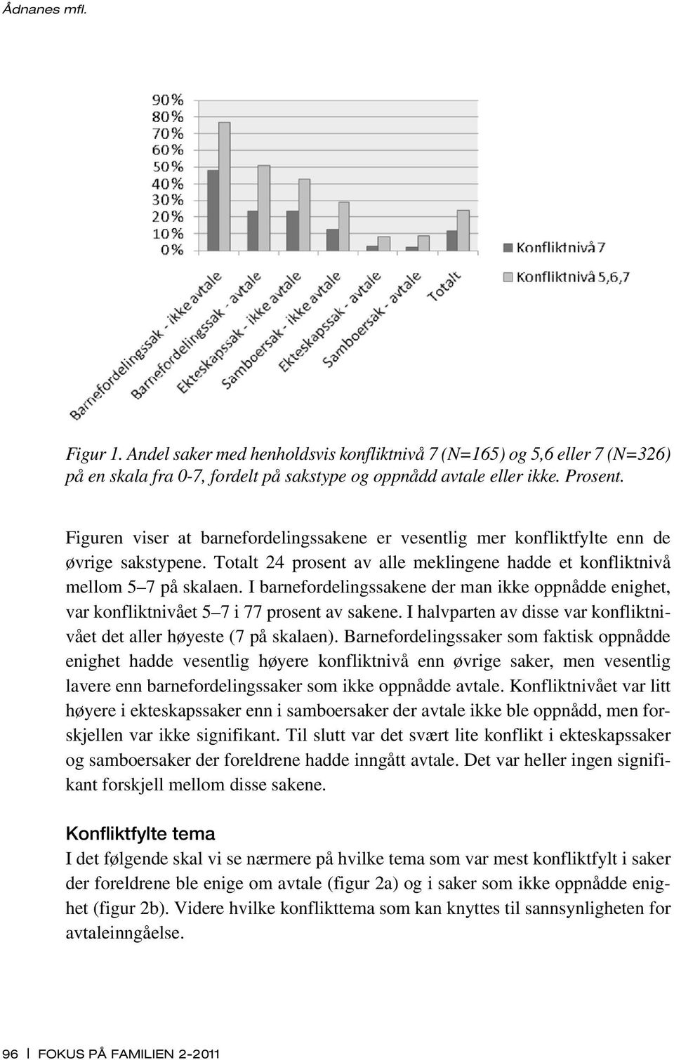 I barnefordelingssakene der man ikke oppnådde enighet, var konfliktnivået 5 7 i 77 prosent av sakene. I halvparten av disse var konfliktnivået det aller høyeste (7 på skalaen).