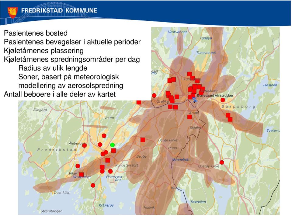 Radius av ulik lengde Soner, basert på meteorologisk modellering av