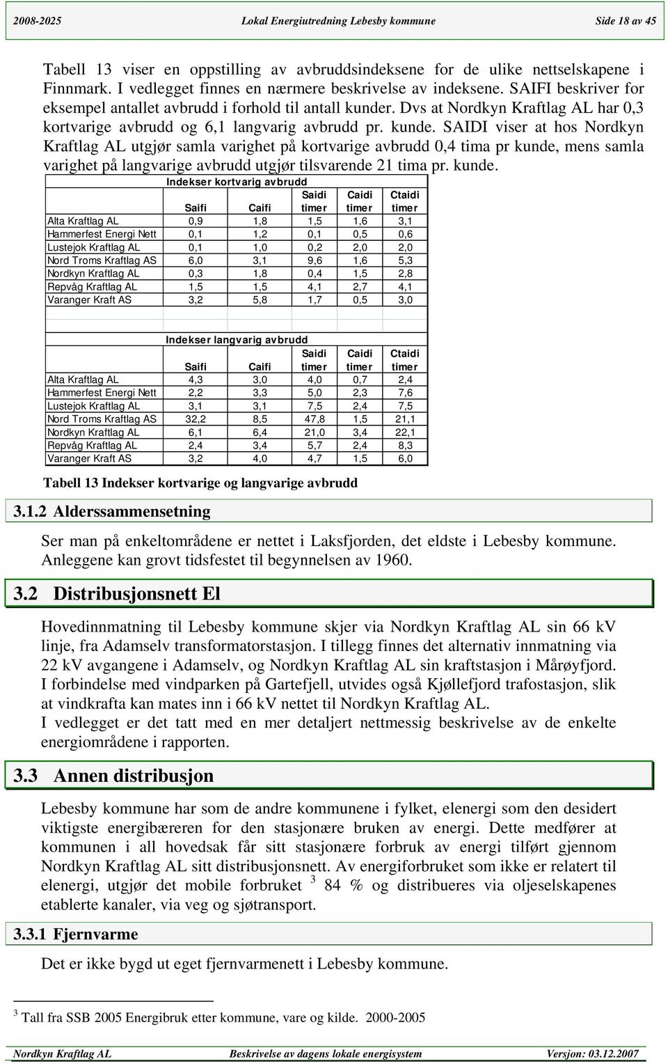 Dvs at Nordkyn Kraftlag AL har 0,3 kortvarige avbrudd og 6,1 langvarig avbrudd pr. kunde.