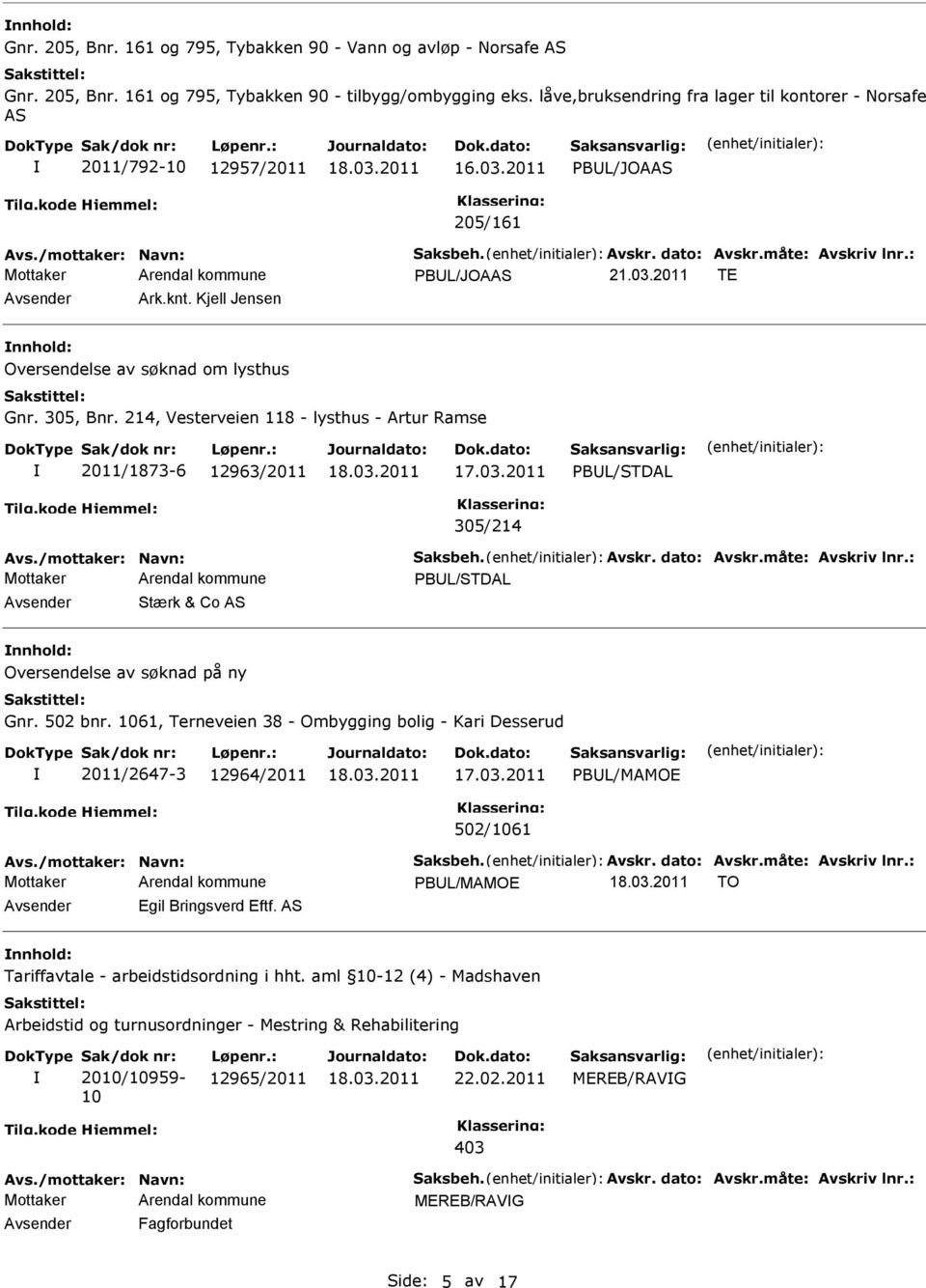 2011 T Avsender Ark.knt. Kjell Jensen nnhold: Oversendelse av søknad om lysthus Gnr. 305, Bnr. 214, Vesterveien 118 - lysthus - Artur Ramse 2011/1873-6 12963/2011 PBUL/STDAL 305/214 Avs.