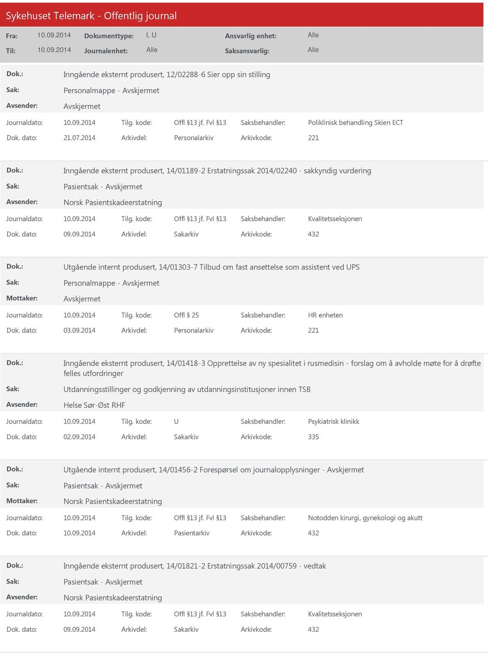 ansettelse som assistent ved PS Personalmappe - Dok. dato: 03.09.