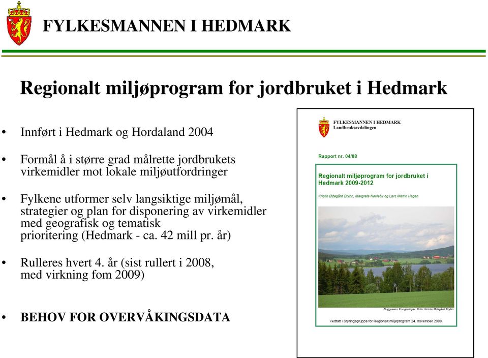 strategier og plan for disponering av virkemidler med geografisk og tematisk prioritering (Hedmark - ca.