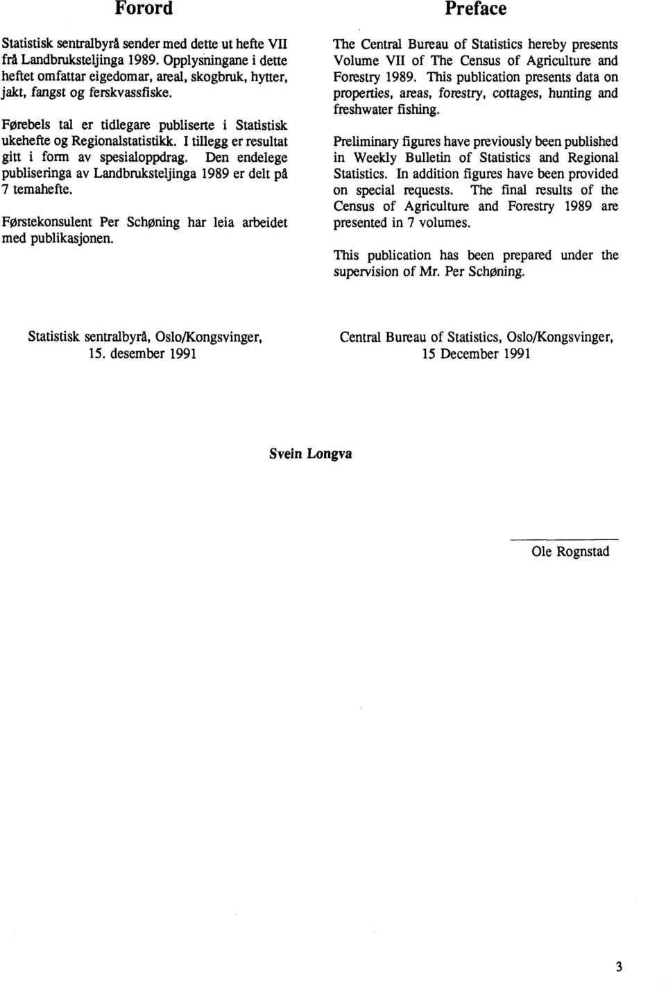 Den endelege publiseringa av Landbruksteljinga 1989 er delt på 7 temahefte. FOrstekonsulent Per Schoning har leia arbeidet med publikasjonen.