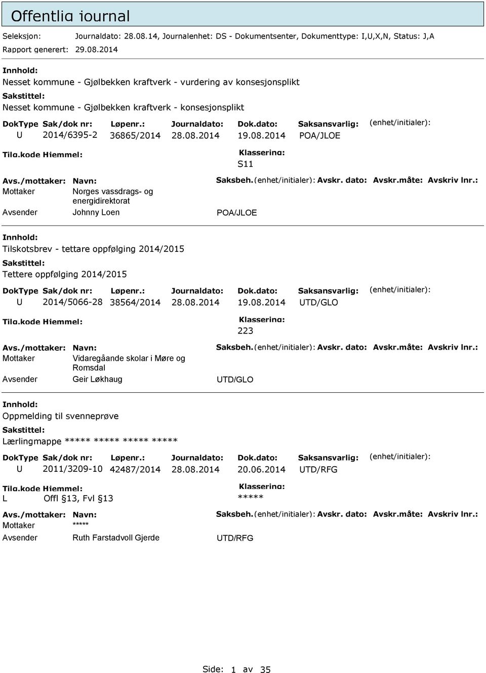 2014 Nesset kommune - Gjølbekken kraftverk - vurdering av konsesjonsplikt Nesset kommune - Gjølbekken kraftverk - konsesjonsplikt 2014/6395-2 36865/2014 19.08.