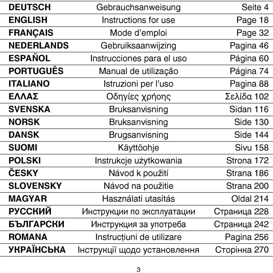 Brugsanvisning Side 144 SUOMI Käyttöohje Sivu 158 POLSKI Instrukcje użytkowania Strona 172 ČESKY Návod k použití Strana 186 SLOVENSKY Návod na použitie Strana 200 MAGYAR Használati utasítás