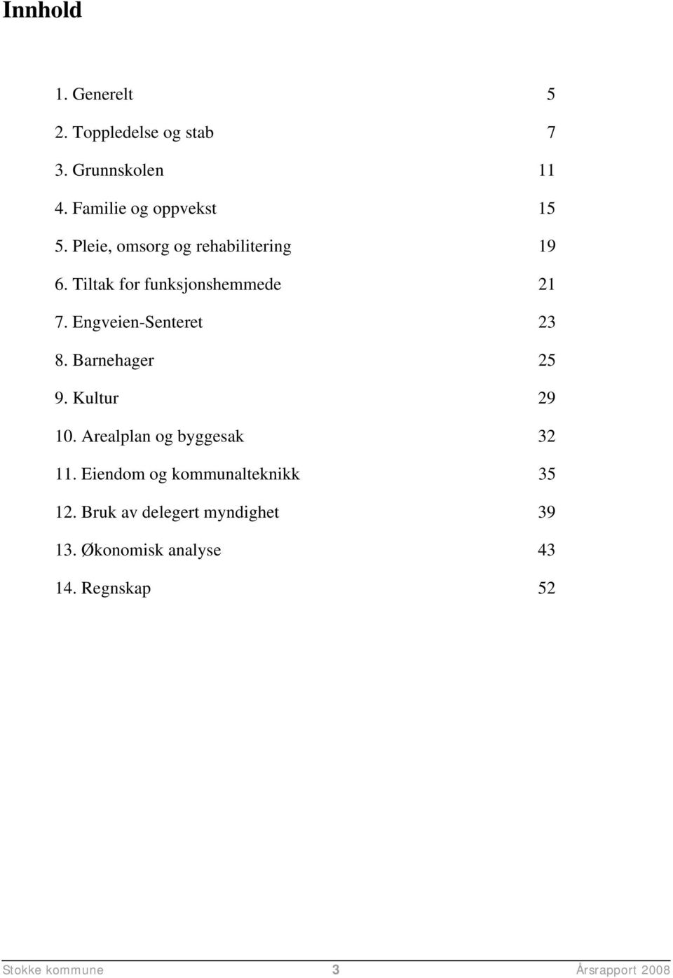 Barnehager 25 9. Kultur 29 10. Arealplan og byggesak 32 11. Eiendom og kommunalteknikk 35 12.