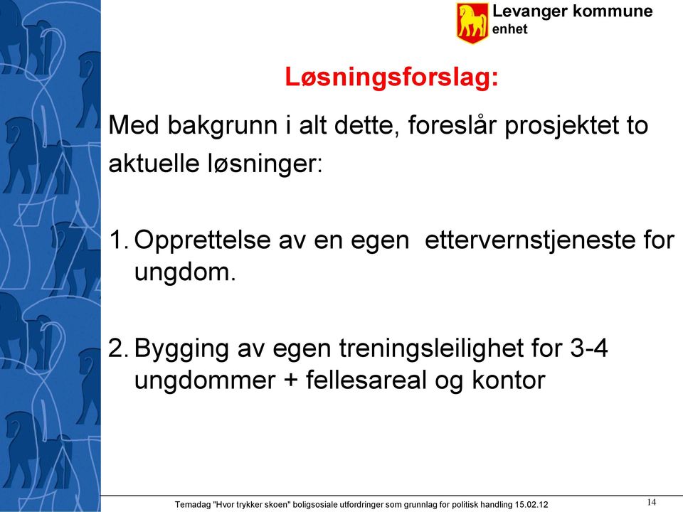 Bygging av egen treningsleilighet for 3-4 ungdommer + fellesareal og kontor