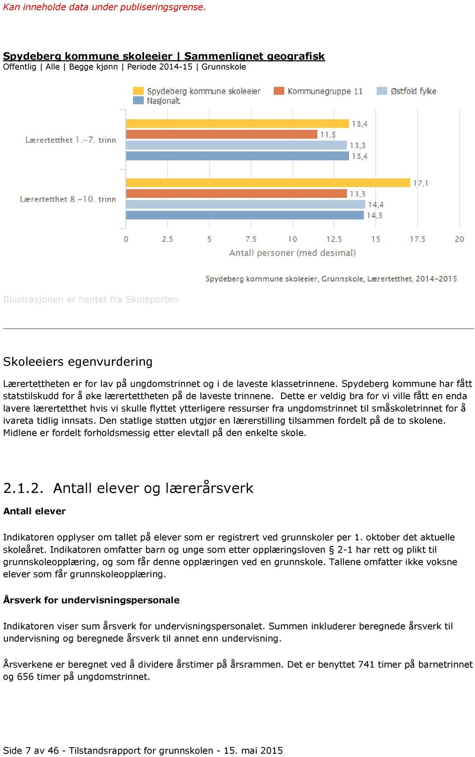 Dette er veldig bra for vi ville fått en enda lavere lærertetthet hvis vi skulle flyttet ytterligere ressurser fra ungdomstrinnet til småskoletrinnet for å ivareta tidlig innsats.