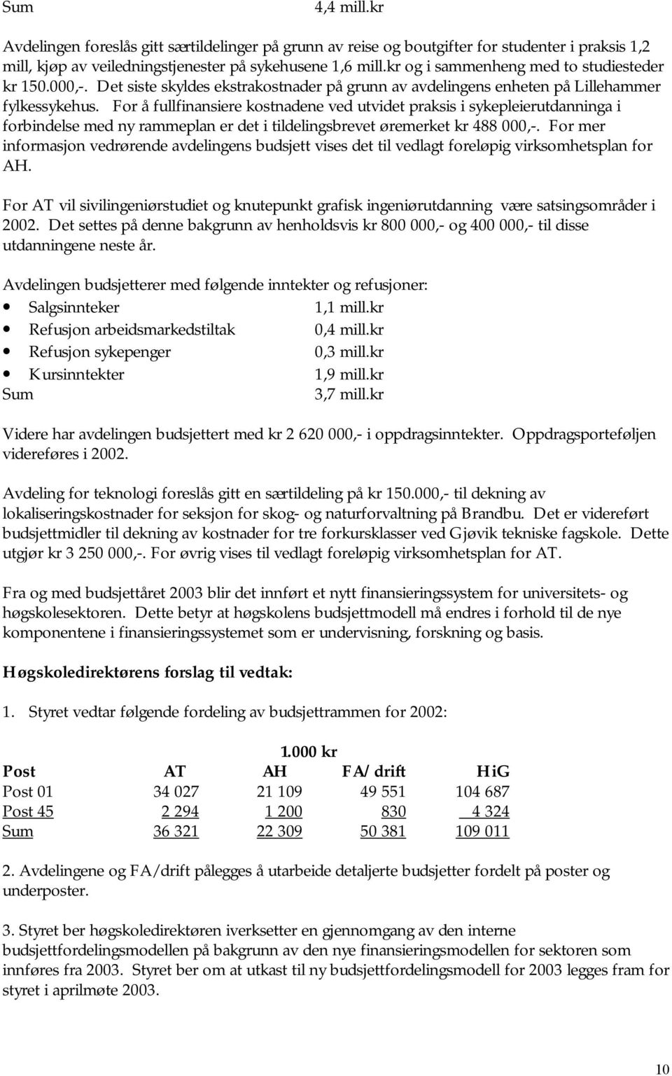 For å fullfinansiere kostnadene ved utvidet praksis i sykepleierutdanninga i forbindelse med ny rammeplan er det i tildelingsbrevet øremerket kr 488 000,-.